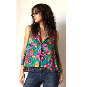Vintage 90s Victoria's Secret‎ Gold Label Floral Swing Top Size Medium Boho